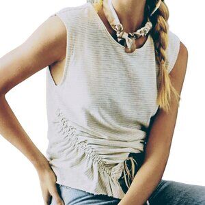 Pilcro Anthropologie Sleeveless T Shirt Tank Top Draped Ruched Rustic Cotton M